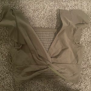 Twist Front Plunging Neck Crop Top & Skirt